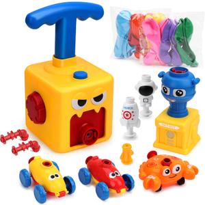 FUNWISH Balloon Launcher Car Toy Set, Balloon Powered Car for Kids Boys Girls 3+ and Classroom, Party Supplies Balloon Pump, Balloon Power Car.(10PCS+24PCS Balloon)