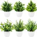 Yoratee Artificial Plant 6PCS Small Fake Plant Greenery Potted Plant Cute Indoor Faux Plant Houes Office Table Desk Bathroom Decor Plants