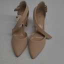 mysoft Women's Pointed Toe Low Chunky Heels Closed Toe Ankle Strap Dress Pump Shoes  (8.5, Light Nude Pu)