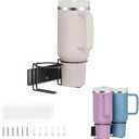 afontoto Water Bottle Organizer for Stanley Tumbler, Stainless Steel Wall Mount Cup Holder Fit for Stanley 40/30 oz, Self Adhesive or Drilling Cup Holders for Kitchen Organizer and Storage, 2PC