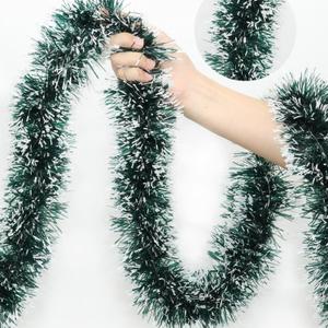 50 Feet Green White Christmas Tinsel Garland Metallic Twist Shiny Garland for Christmas Tree Decorations, Xmas Hanging Decor Xmas Tree Decor for Home Office Mantle Indoor Outdoor Holiday Party
