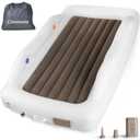 Cowiewie Inflatable Toddler Travel Bed with Rechargeable Cordless Air Pump, Toddler Blow Up Mattress with Safety Bumpers, Portable Toddler Bed for Kids for Camping Travel Hotel Home (Grey)