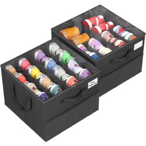 NestOrganix 2 Pack Shoe Organizer for Closet, Large Shoe Box Storage Containers, Foldable Shoe Storage Organizer Box Bin with Adjustable Dividers and Clear Cover, Space Saving Shoes Holder, Black