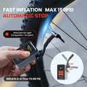 Mini Bike Tire Pump (150PSI Fast Inflation with Guage) (Presta and Schrader Valve) Portable Electric Air Pump for Road and Mountain Bicycle, E-Bike, Motorcycle, Sports Ball