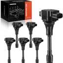 A-Premium Ignition Coil Packs Compatible with Nissan & Infiniti Vehicles - V6 2.5L 3.5L - Altima 2007-2018, Pathfinder 2013-2020, Murano 2009-2021, Maxima Quest 350Z EX35 FX35 G35 Q50 QX60, Set of 6