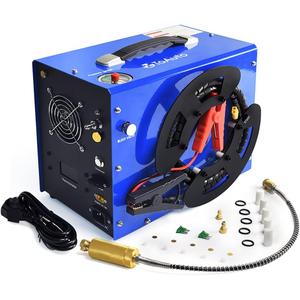 TOAUTO A3 PCP Air Compressor, Unique Vertical+Wire Spool Portable Design, Auto-Stop, Oil/Water-Free, 4500Psi/30Mpa, 8MM Quick-Connector for Paintball/PCP Air Rifle/Tank, 110V AC or 12V Car Battery