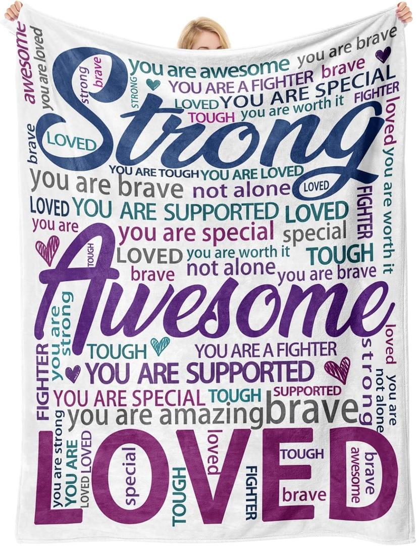 Super Soft Hug Blanket for Christmas, Inspirational Gifts & Cancer Care Gifts for Women, Get Well Soon Gifts Blanket for Women After Surgery, Thinking of You Gifts for Friend Sister Coworker 50"x60" (Rainbow 1)