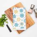 2 x AnyDesign Winter Kitchen Dish Towel 18 x 28 Inch Gold Blue Snowflake Dishcloth Vintage Decorative Hand Drying Tea Towel for Baking Cooking Home Kitchen Decor Housewarming Gift, 2Pcs