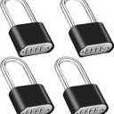 4pcs Combination Lock, 4-Digit Heavy Duty Combo Lock, Combination Padlock Outdoor Waterproof Gate Locks for Outdoor Fence, Locker, Sheds, Gym, Gate Hasps(4pcs, Long Shackle)