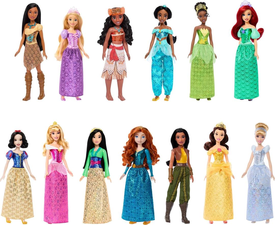 Mattel Disney Princess Ultimate Princess Collection with 13 Fashion Dolls in Sparkling Clothing & Accessories, Poseable, Inspired by Movies