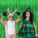 Square Tinsel Curtain Party Backdrop - 5pcs Glitter Foil Fringe Curtain Party Decor Green Photo Booth Backdrop Streamers for Halloween, Christmas, Birthday, Graduation, Wedding Party Decorations