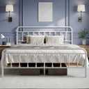 Novilla Metal King Size Bed Frame - Modern Minimalist Victorian Style with Headboard/Footboard, Heavy-Duty Steel Slats/Underbed Storage/No Box Spring Needed/Easy Assembly/Noise Free/White