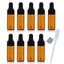Simple-e 10pcs 5ml 1/6oz Amber Mini Glass Bottle Amber Sample Vial Small Essential Oil Bottle with Glass Eye Dropper + 1pc Glass Clean Cloth + 1pc 3ml dropper (10)