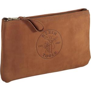 Klein Tools 5139L Zipper Bag, Top-Grain Leather Tool Pouch with Strong Zipper Close, 12-1/2-Inch, Brown