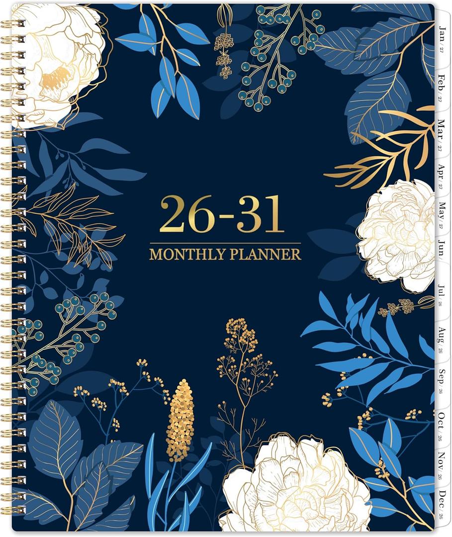 2026-2031 Monthly Planner - 5 Year Planner/Calendar 2026-2031, 11" x 9", 2026 Calendar Planner, Jul 2026 - Jun 2031, Tabs, Back Pocket, Holidays, Twin-Wire Binding, Note Pages