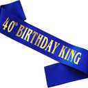 40th Birthday King Sash for Men, Royal Blue Birthday Sash for 40th Bday Party Supplies, Gifts for Men 40th Birthday Party Favors, Pack of 2