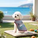 hoyuwak 8 Pieces Pet Shirts Funny Dog Printed Clothes Breathable Cool Puppy Sleeveless Vests for Summer, M