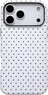 Jusy Compatible with MagSafe Polka Dot Case for iPhone 17 Pro, Cute Aesthetic Polka Dots Magnetic Phone Case, Soft TPU and Hard PC Protective Phone Cover for Women Girls (Matte) - White