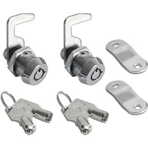 2 Pack Toolbox Lock 5/8" Tubular Cam Replacement Lock Hook Cam Keyed Alike with 4 Keys