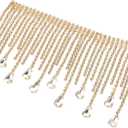 Operitacx DIY Rhinestone Chain Trim Fringe Tassel Trim for Sewing Decorative Clothing Accessories (14x8cm, Golden)