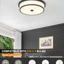 4 x 16 inch Flush Mount Ceiling Light, 3-Light Close to Ceiling Light Fixtures with Black Finish for Livingroom Bedroom Kitchen Diningroom(Black)
