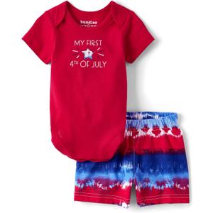 The Children's Place Unisex Baby And Newborn My First 4th of July 2 Piece Top and Short Set (American Flag), 12-18 Months