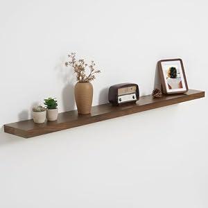 Axeman 48 inch Solid Black Walnut Floating Shelves for Wall, 6.7" Deep Real Wood Shelves for Home Decor, Wall Mounted Heavy Duty Bracket Shelf, Natural Wooden Shelves, Set of 1