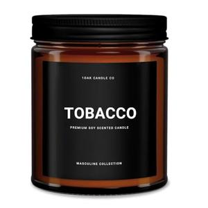 1OAK Tobacco Candle - Scented Candles for Men (Tobacco) - Pipe Candle - Cigar Scented Candles - Long Burning Premium - Soy Wax (7oz.)