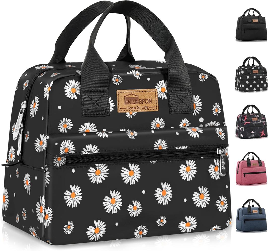 HOMESPON Insulated Lunch Bag for Women Men Lunch Box Cooler Lunch Tote for Work Picnic (Daisy)