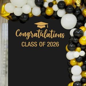 Congratulations Class of 2026 Decal Sign for Balloon Arch - Graduation Decor for 2026 Grad Party, Congrats Grad Party Class of 2026 Event Planner Vinyl Decal (Gold)