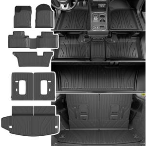 Powoq Floor Mat Compatible with 2016-2026 Dodge Durango 7 Seats Trunk Liner 3rd Backrest Mat Replacement for 2016-2026 Dodge Durango Accessories (Trunk Mat+3rd Backrest Mat+7 Seats Floor Mat)