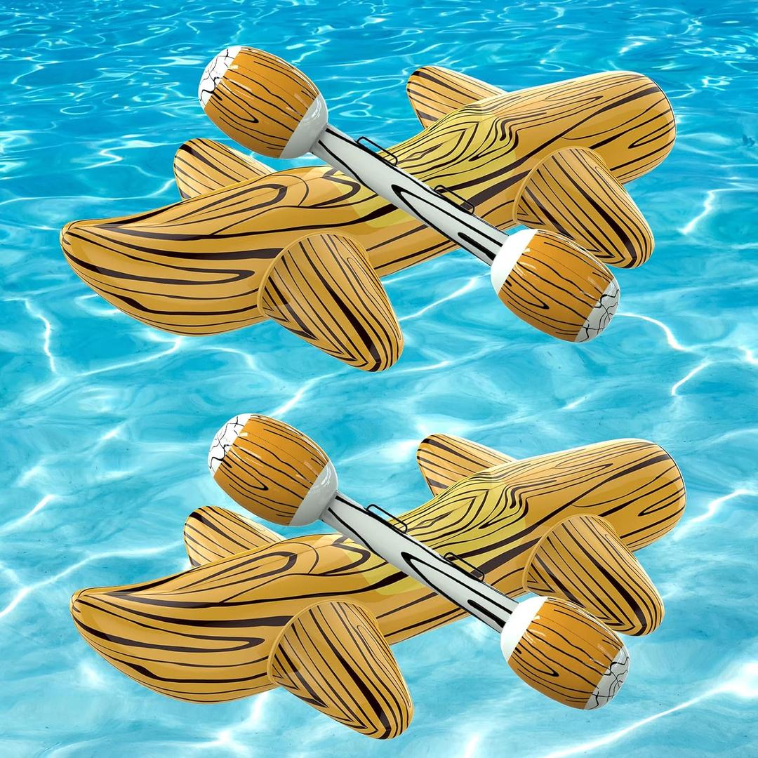 [2025 New Version Patented] 4Pcs Pool Floats Inflatable Raft Pool Toys for Kids Ages 6-8-12, Battle Log Rafts Water Toys Kids, Swimming Pool Game Pool Party Outdoor for Family