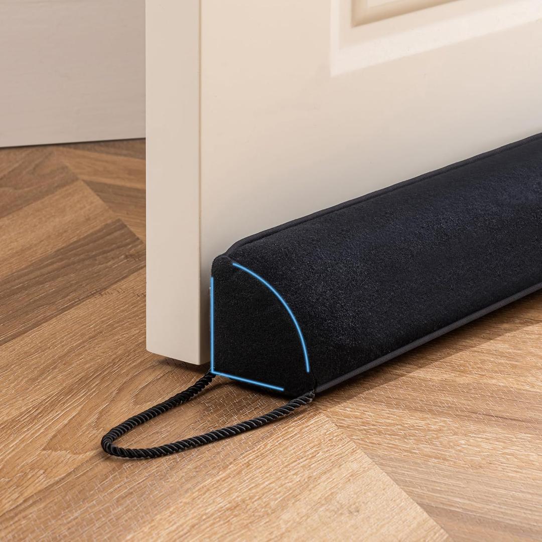Sunolga 38" Door Draft Stopper Blocks Hot Cold Air with Removable Washable Cover for Gaps Up to 3", All-Season Noise and Wind Seal for The Bottom of Door and Window, Home Essentials, Black