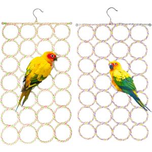 2 Packs Parrot Swing Hanging Toys, Bird Climbing Rope Net Ladders Small Medium Pet Activity Toy Suitable for Parakeet,Cockatiel,Cockatoo,Conure,Mini Macaw（Random Color ） (Style-1)