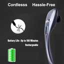 MEGAWISE Handheld Back Massager | Deep Tissue Percussion Massage for Back, Neck, Shoulders, Waist and Legs (Cordless Silver)