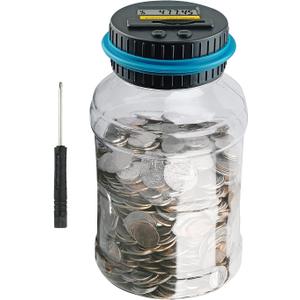 QPEY Large Piggy Banks for Adults, Digital Counting Money Jar, 1.8L Capacity Coin Counter Machine with LCD Counter, Change Jars for Saving for Boys, Designed for All US Coins (Blue)