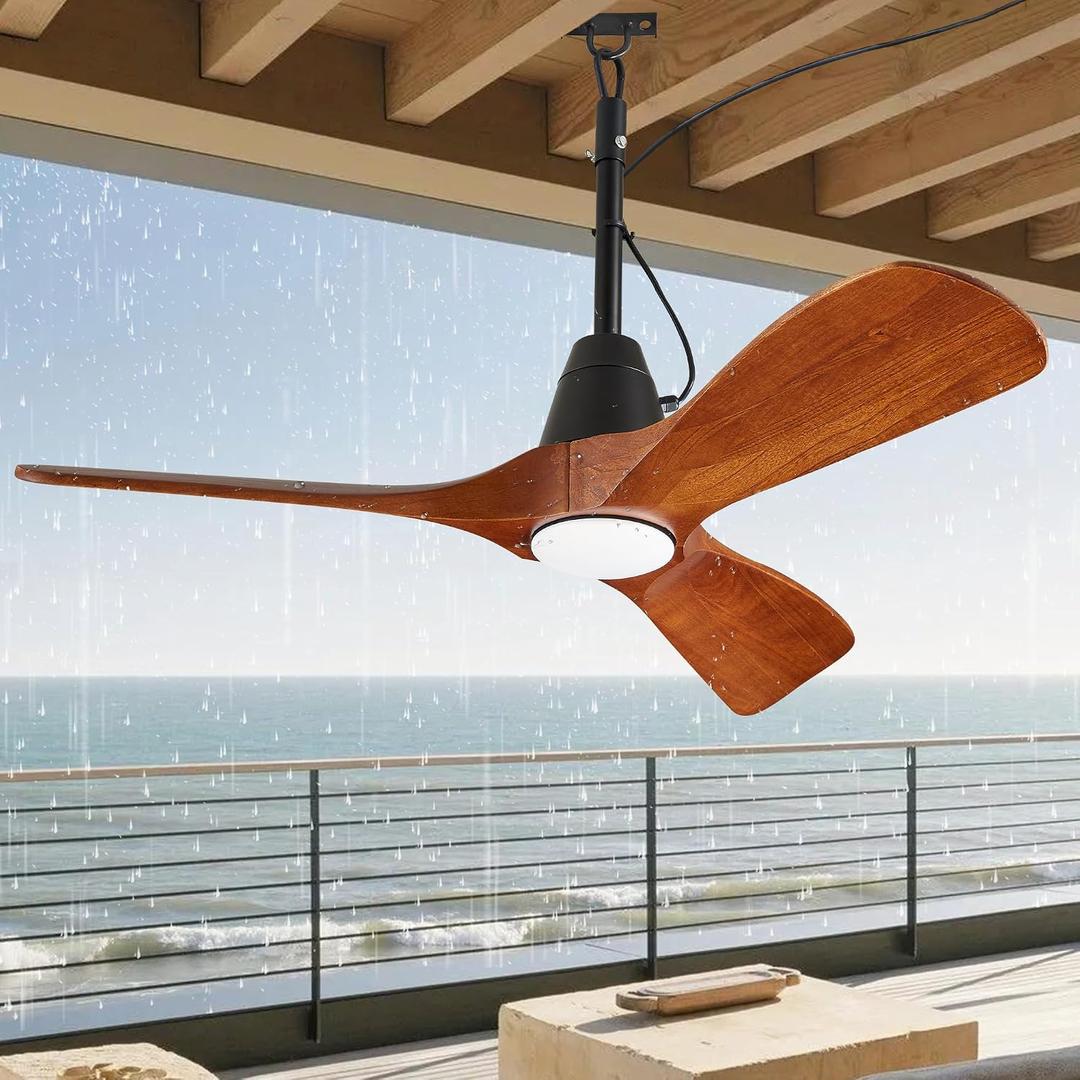 42-Inch Damp-Rated Outdoor Ceiling Fan with Light and Remote