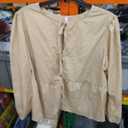 Cicy Bell Womens Cute Tie Front Peplum Velvet Tops Puff Long Sleeve Babydoll Shirts Casual Blouses 2025 Fall Outfits. Size 2XL