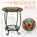 Cinnvoice Outdoor Side Table Round Small Mosaic Patio Accent Indoor End Plant Coffee Tea Table for Yard Patio Porch Garden Living Room, Bedroom(Butterfly B Style,14 Inch)