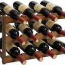 Janedream 3-Tier Bamboo Wine Rack for 12 Bottles, Easy-to-Assemble Countertop Wine Storage Shelf, Sturdy Tabletop Wine Holder for Kitchen, Inside Cabinet, Pantry, or Home Bar (3 Tier)
