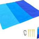 Beach Blanket Waterproof Oversized 78" x 82" Lightweight Quick Drying Picnic Mat for 1-7 Adults Sandproof Beach Mat for Outdoor Travel, Camping, Hiking (Blue)