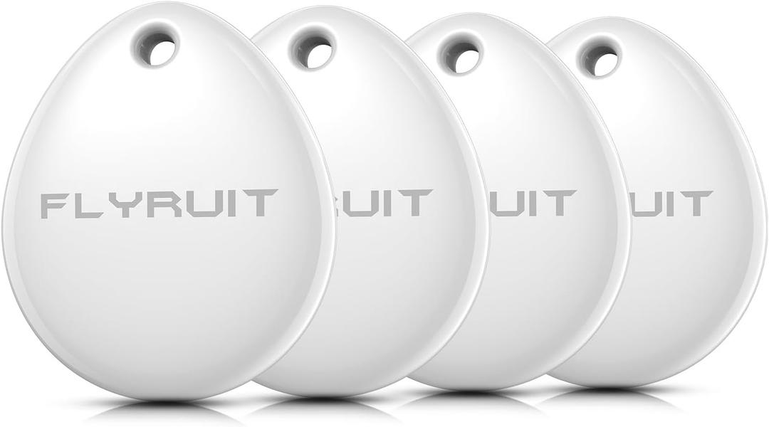 Air Tracker Tags-4 Pack for Apple Find My (iOS Only), Official MFi Certified, Smart Bluetooth Key Finder, Tracking Device for iPhone, Mini Finder Locator for Luggage, Backpack, Wallet, Bags, eBike (White)