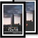 ccdcc 12x18 Picture Frame Set of 2, 12 x 18 Wood Poster Frames with Mat for 11x17, Wooden Photo Frames with Tempered Glass Cover for Wall Display,Black