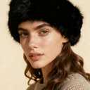 Loritta Womens Winter Headbands Faux Fur Headband Elastic Ear Warmers Furry Ear Muffs,Black