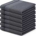 Homaxy 100% Cotton Dish Cloths, 6 Pack - 12 x 12 Inches, Waffle Weave Super Soft and Absorbent Dish Towels Quick Drying Dishcloths, Dark Grey