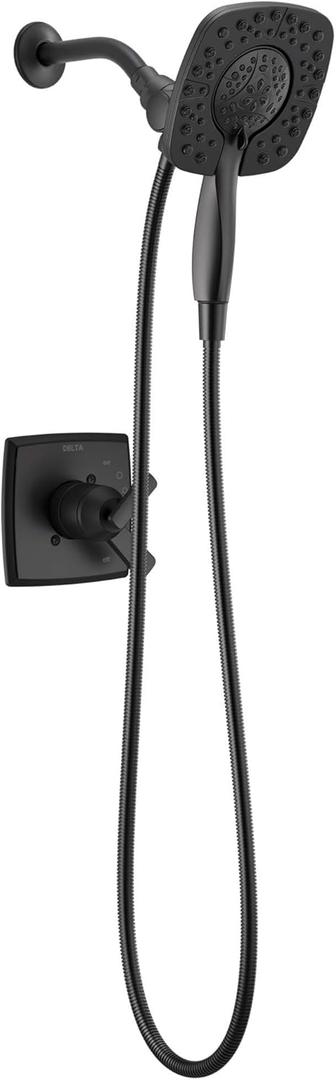 Delta Faucet Ashlyn 17 Series Dual-Handle Delta Shower Trim Kit with In2ition 2-in-1 Shower Head with Handheld Spray, Matte Black Shower Fixture, Matte Black T17264-BL-I (Valve Not Included)