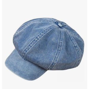 Stylish Denim Cotton Newsboy Cap for Ladies in Pastel Blue