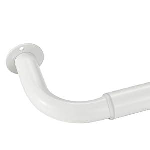 Room Darkening Curtain Rod, Wrap Around Design, Extra-Thick 1-Inch Diameter Single Drapery Rod, Extendable Metal Rod Set for the Blackout Curtains and Sheer (White, 28-48")