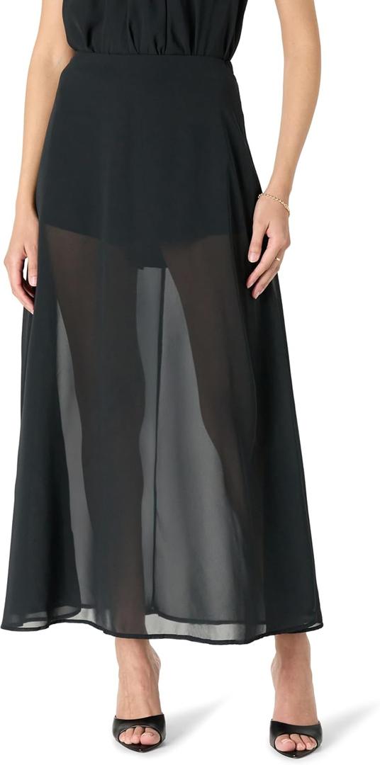 The Drop Women's Dierdre Sheer Maxi Skirt (Black, L)