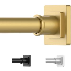 Tension Shower Curtain Rod 31-92 Inches Non-Slip Shower Rod Tension Mounted No Drill Gold Shower Curtain Rods Spring Tension Rod for Windows Bathroom